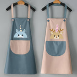DEER HEAD PRINT SUMMER THIN APRON WITH POCKETS_CWMM2050