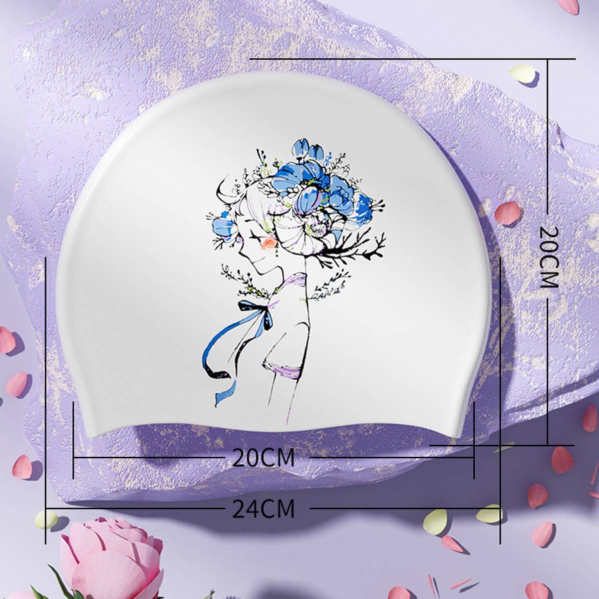 Womens Silicone Waterproof Large Swim Cap_Cwmm6715