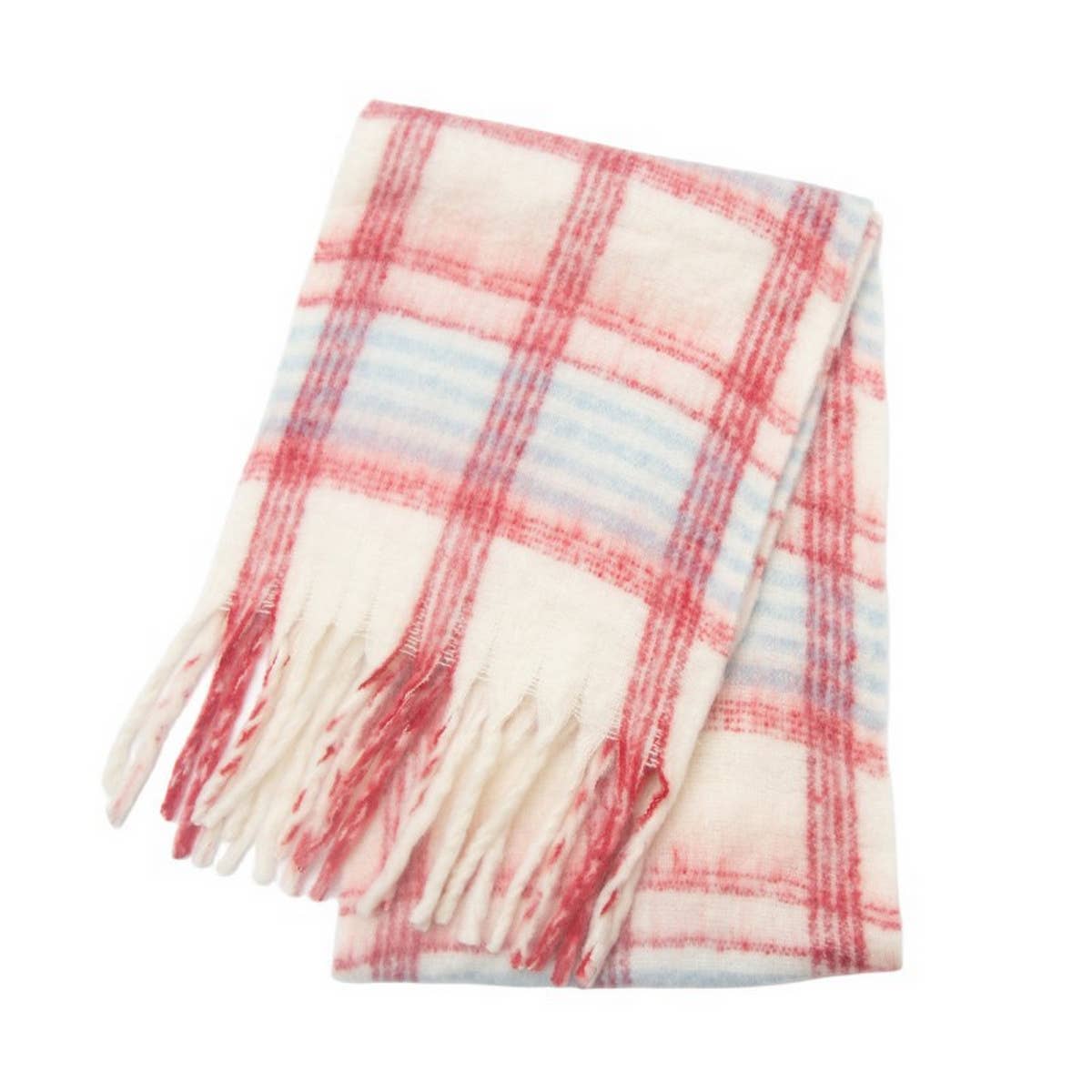 CHUNKY CIRCLE YARN PLAID SCARF THICK FALL WINTER_CWASC0878