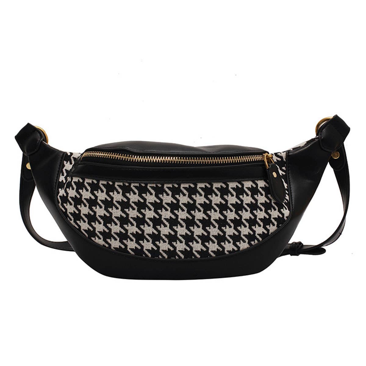 Houndstooth Fanny Belt Bag,Crossbody Bag_Cwab0915