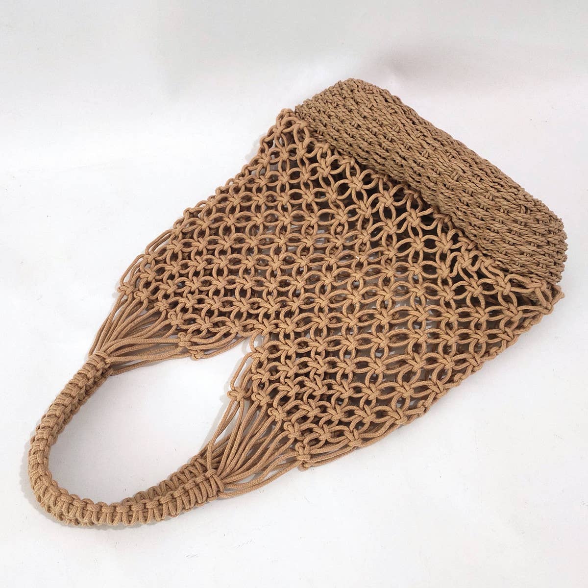 RETRO HOLLOW COTTON ROPE WOVEN BUCKET BAG_CWAB1969