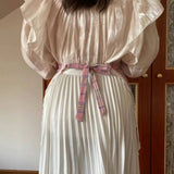 PLAID HALF LENGTH COTTON LACE APRON_CWMM5837