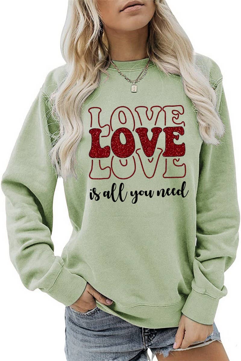 Valentine Day Love Print Pullover_Cwtstl0996