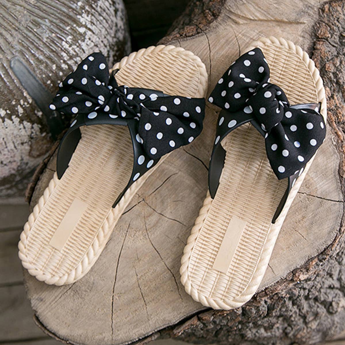 BOW DECORATED NON SLIP SLIPPERS FOR WOMENS_CWSHS0675