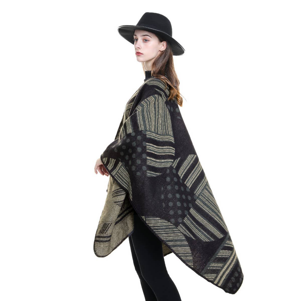GEOMETRIC LINE FASHION WOMENS WARM SHAWL_CWMM2103