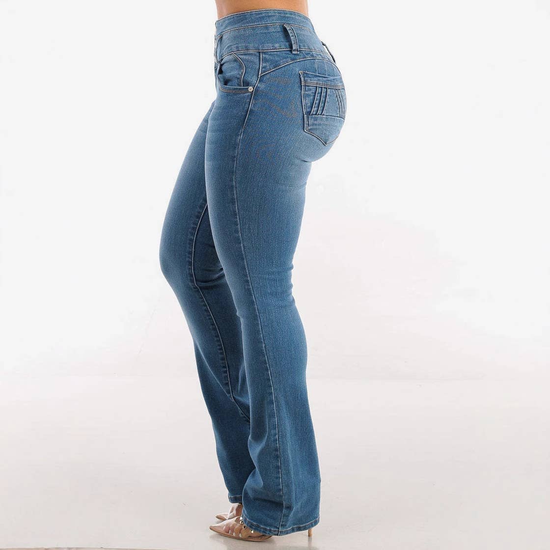 Stretch, Breasted, Hip-Lifting, Slim-Fit Jeans