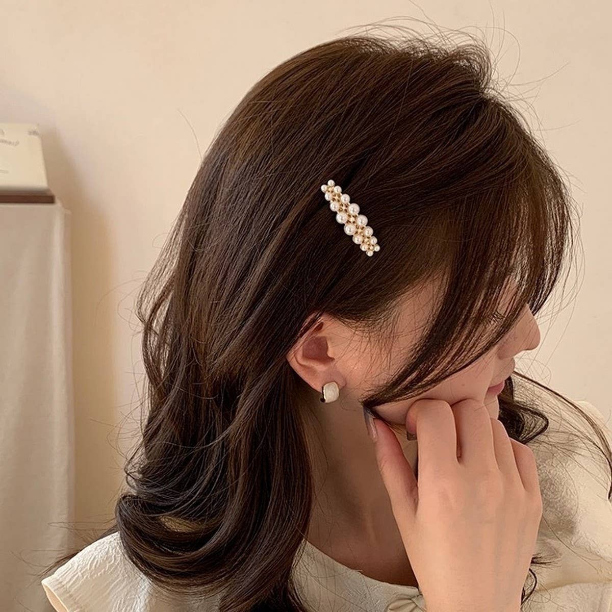 SIDE PEARL BANGS HAIRPIN FOREHEAD CLIP HEADDRESS_CWAHA4645