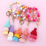 Womens Tassel Silicone Bead Keychain Bracelet_Cwab5029