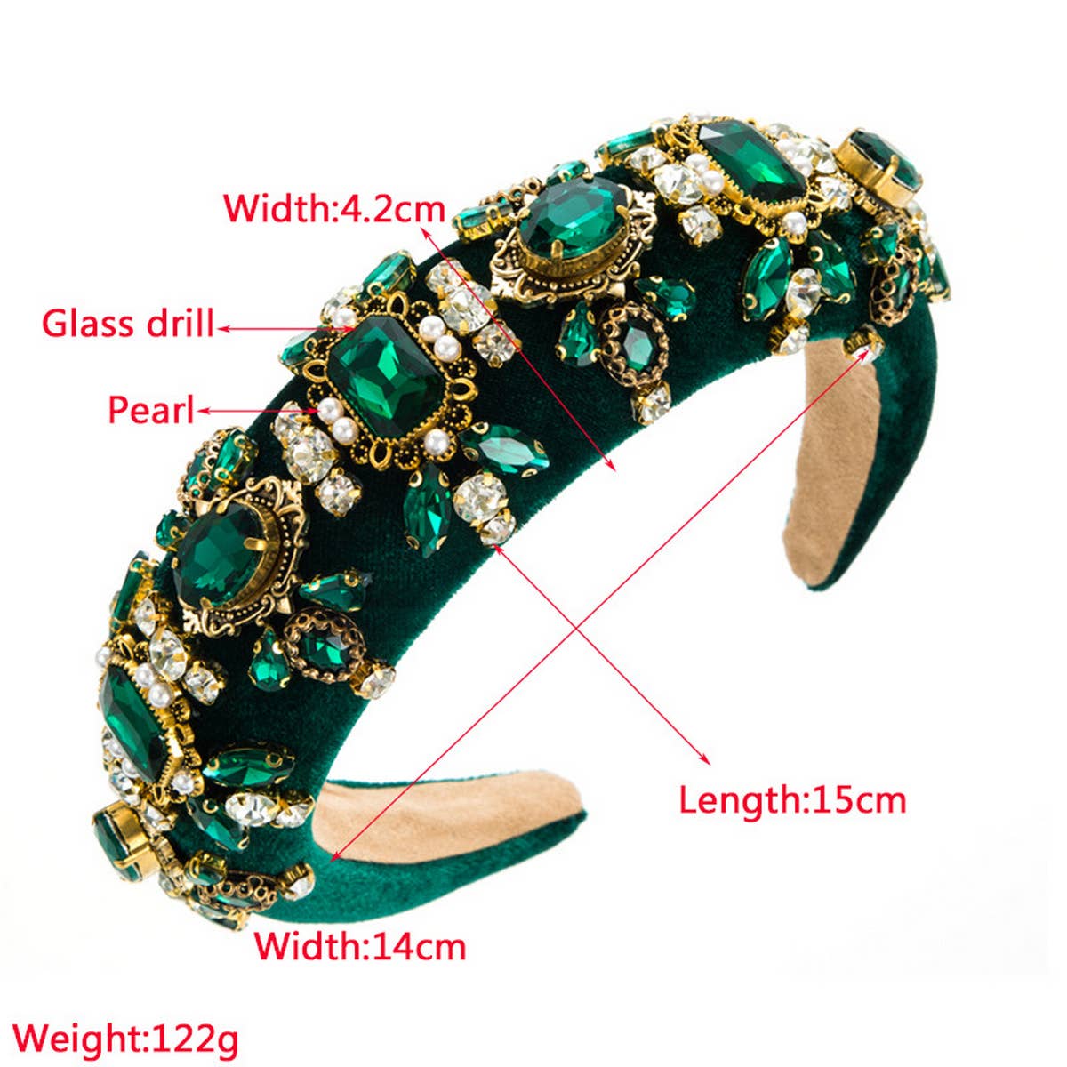 NEW GLASS DIAMOND HIGH HEAD SPONGE HEADBAND_CWAHA2121