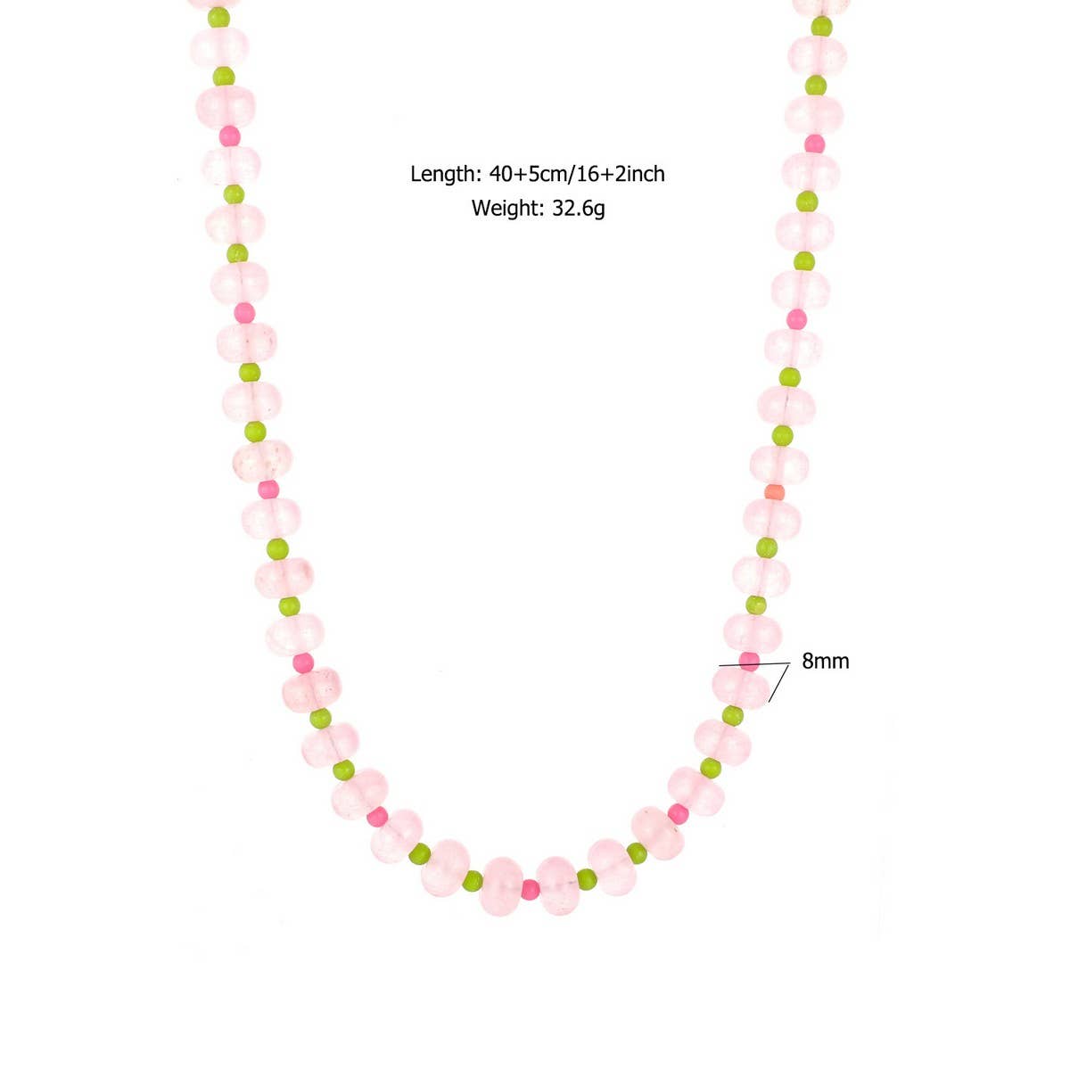PINK GREEN NATURAL STONE BEADED NECKLACE_CWMM8839