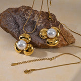 MINIMALIST FLOWER PEARL NECKLACE 18K GOLD PLATED_CWMM8882