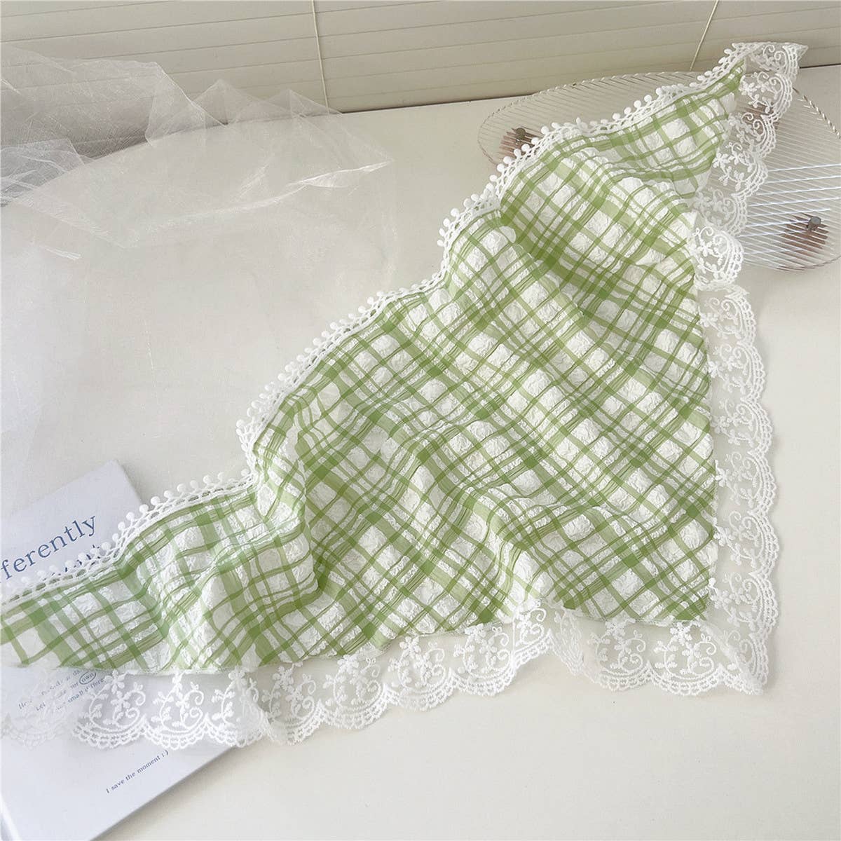 LACE TRIANGLE SCARF STRIPED HEADBAND SCARF_CWASC0841