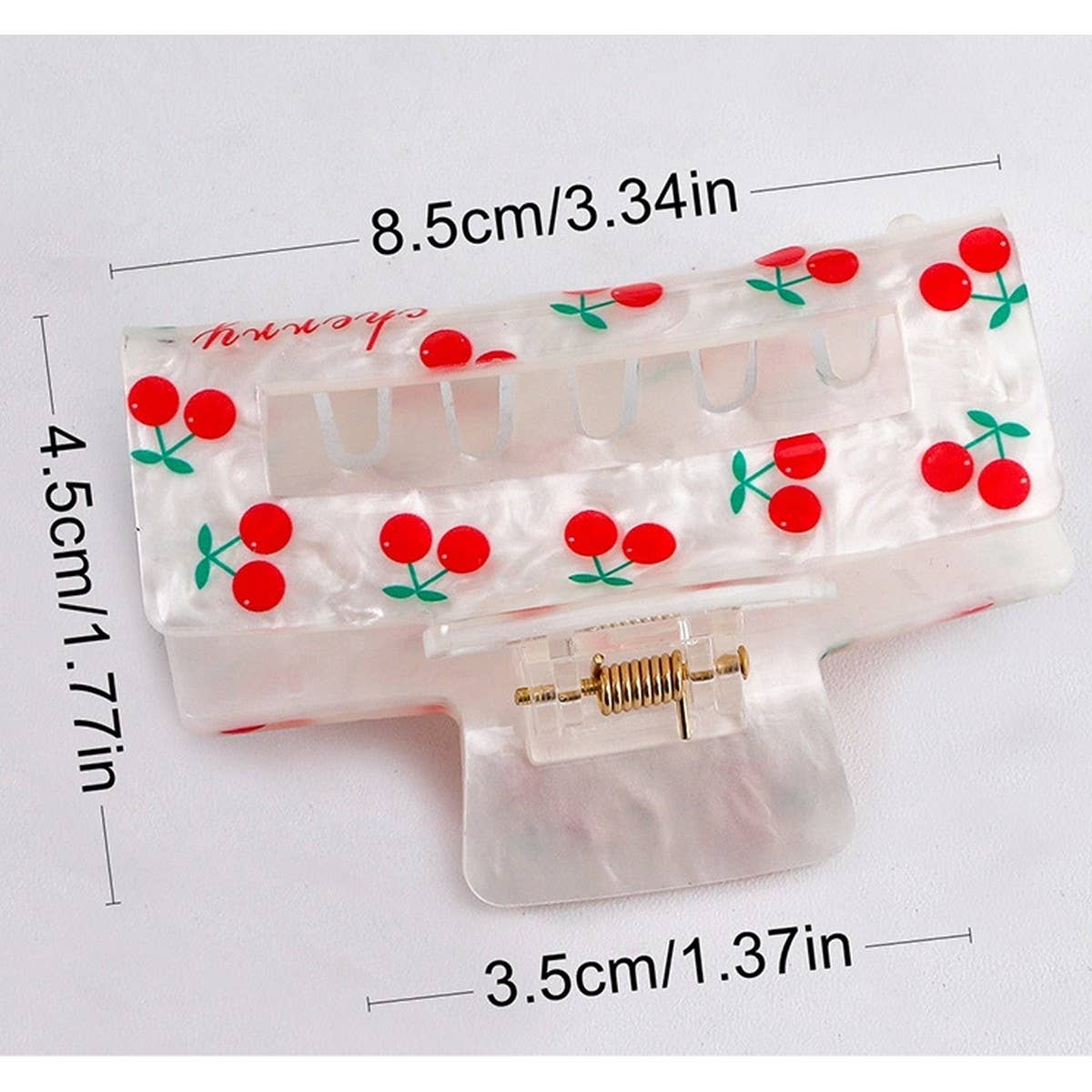 Cwaha1610_Cherry Heart Strawberry Rectangle Hair Claw Clip