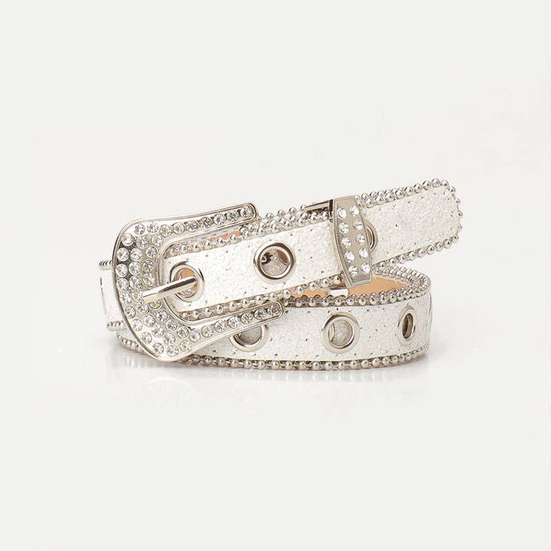 Trendy Rhinestone Needle Buckle Womens Belt