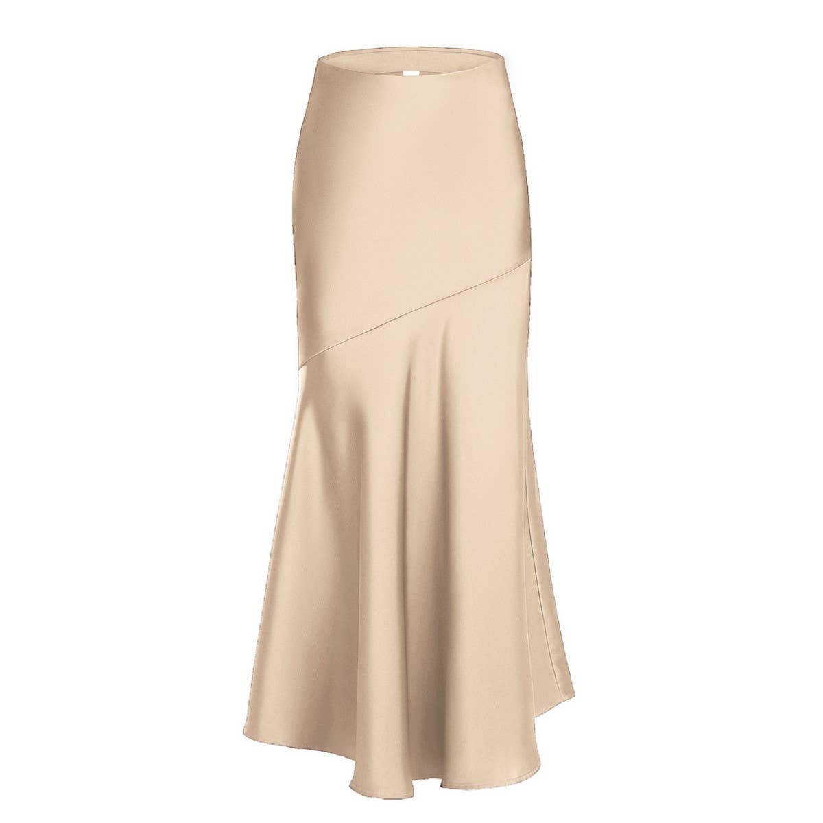 SATIN SKIRT HIGH WAIST STITCHING LONG SKIRT_CWBSS0380