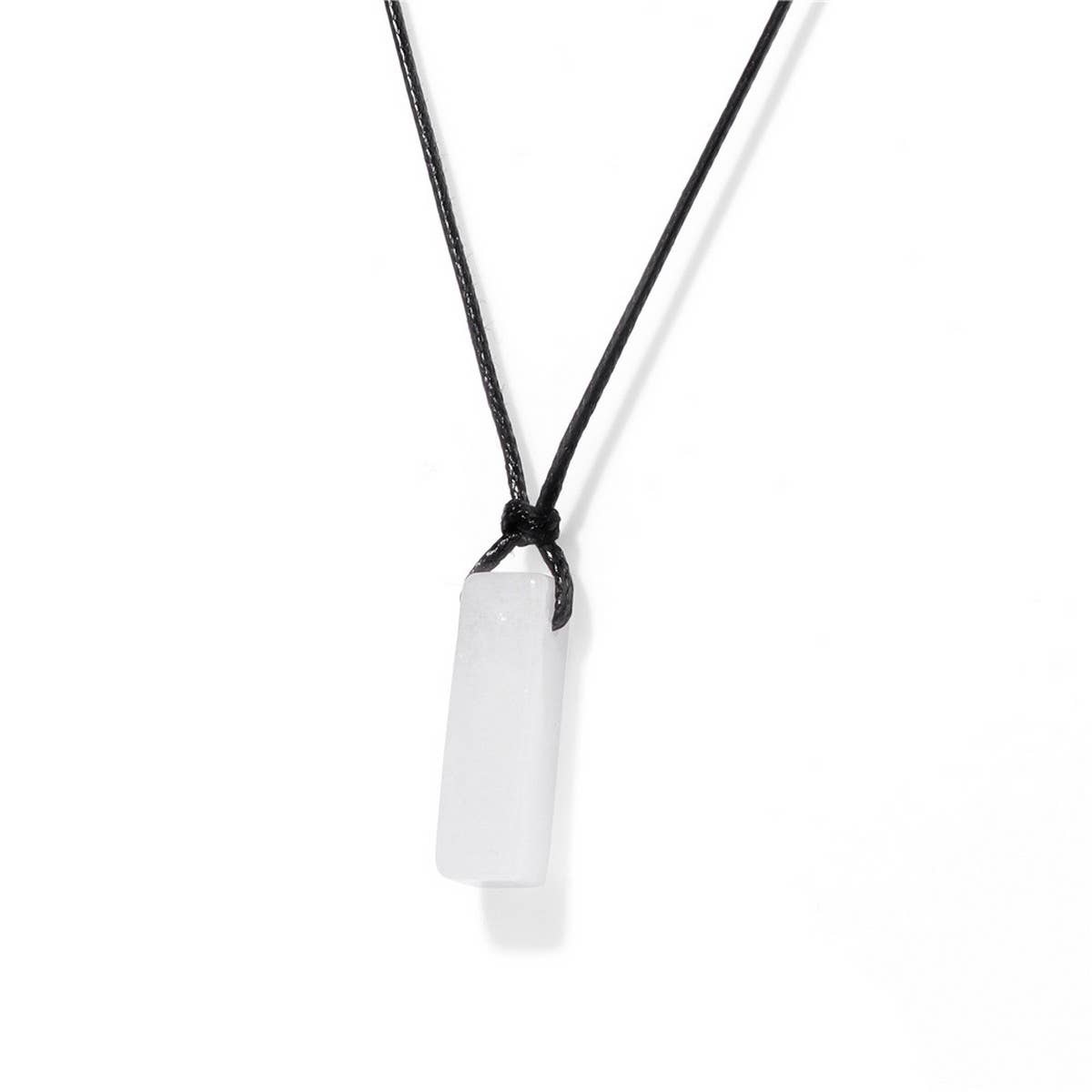 Cwaje3881_Irregular Stone Rectangular Pendant Necklace