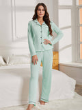 Women Pajama Set Long Sleeve Top And Pants