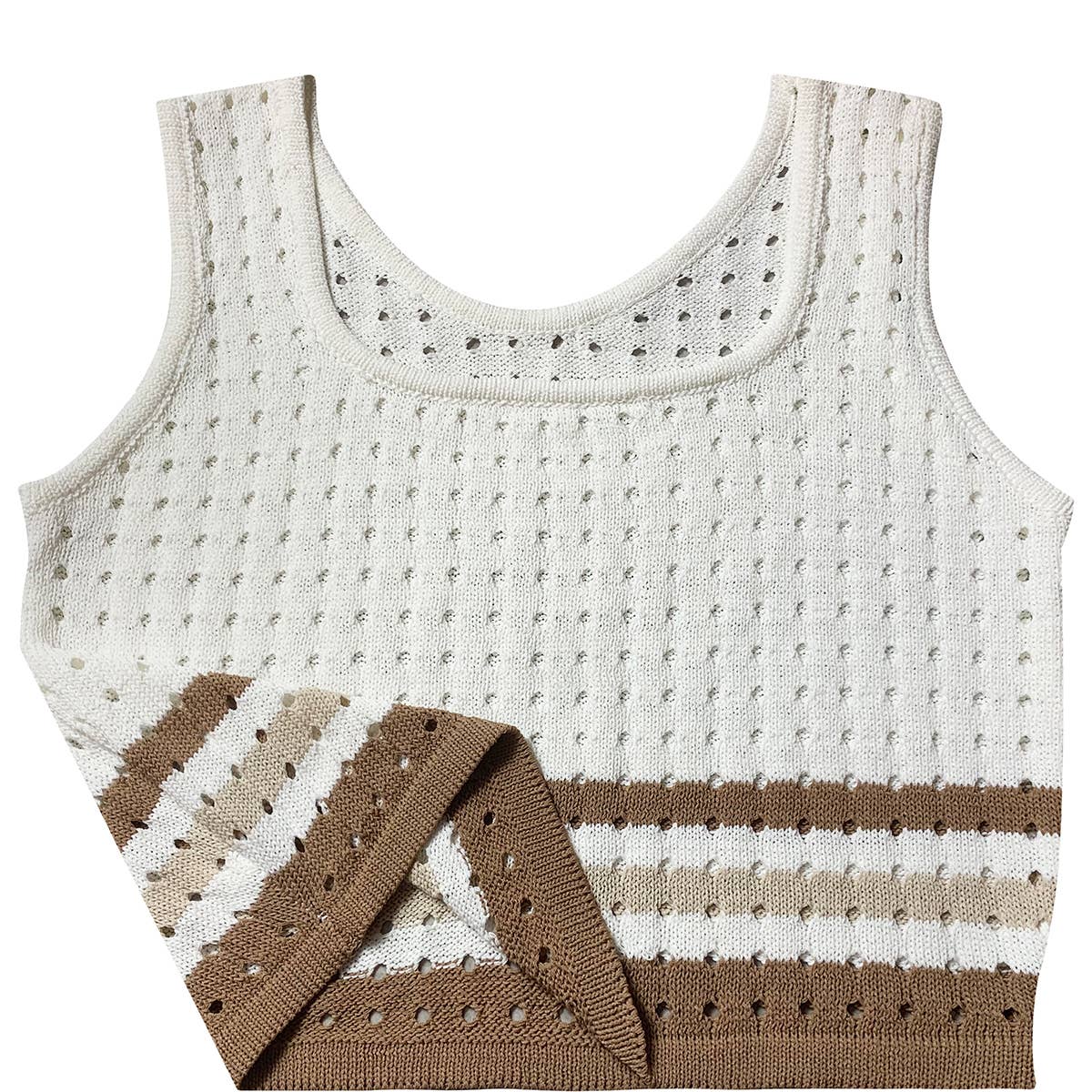 Striped Hollowed Out Suit Vest With Slit Skirt