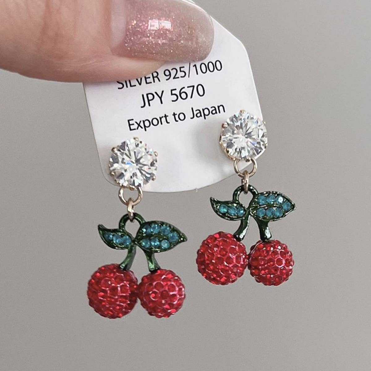 CUTE RED ZIRCON CHERRY EARRINGS_CWAJE1455