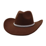 Western Ethnic Felt Cowboy Fedora Hat_Cwah04374