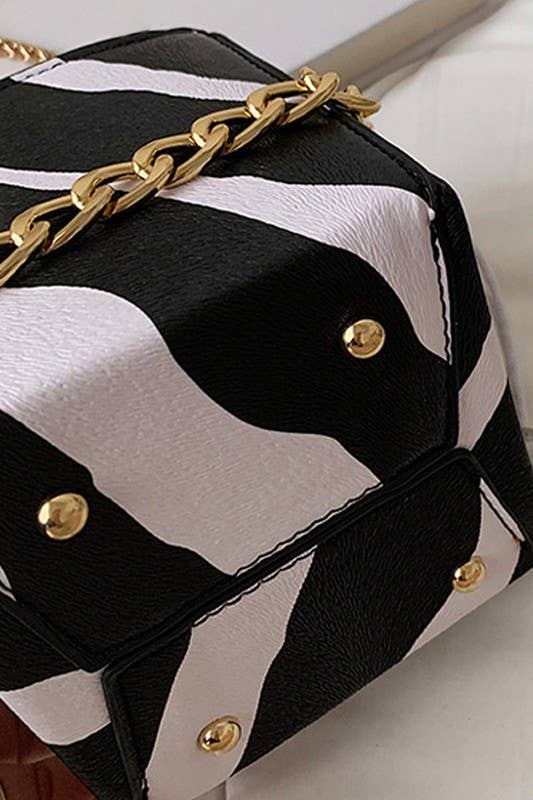 Chain Small Square Box Bucket Makeup Bag_Cwab347
