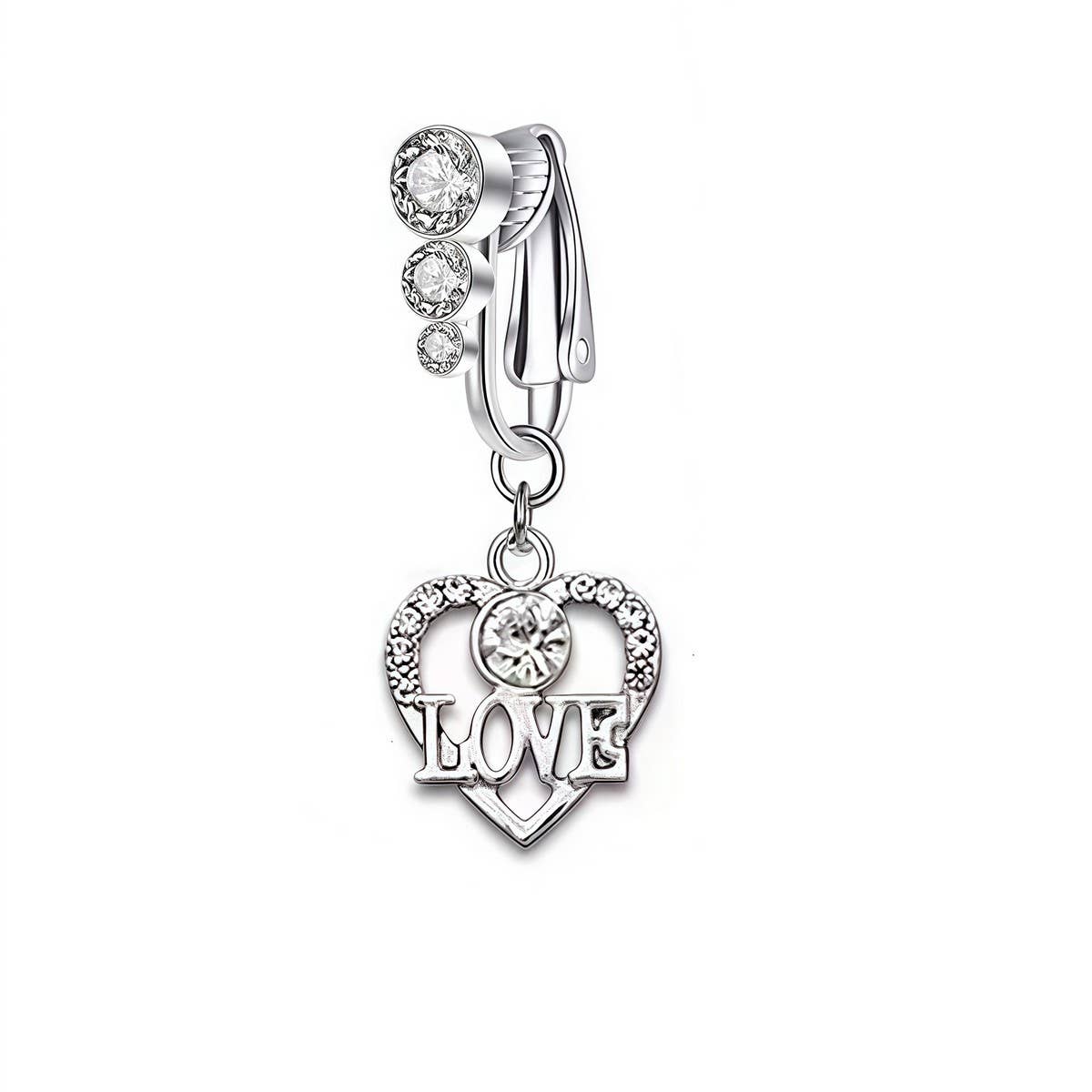 NO PIERCING NAVEL CLIP RING WITH MOON HEART CHARM＿cWMM9227