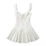 RUFFLE TRIM KNIT DRESS FRENCH FIT FLARE STYLE_CWDMD5805