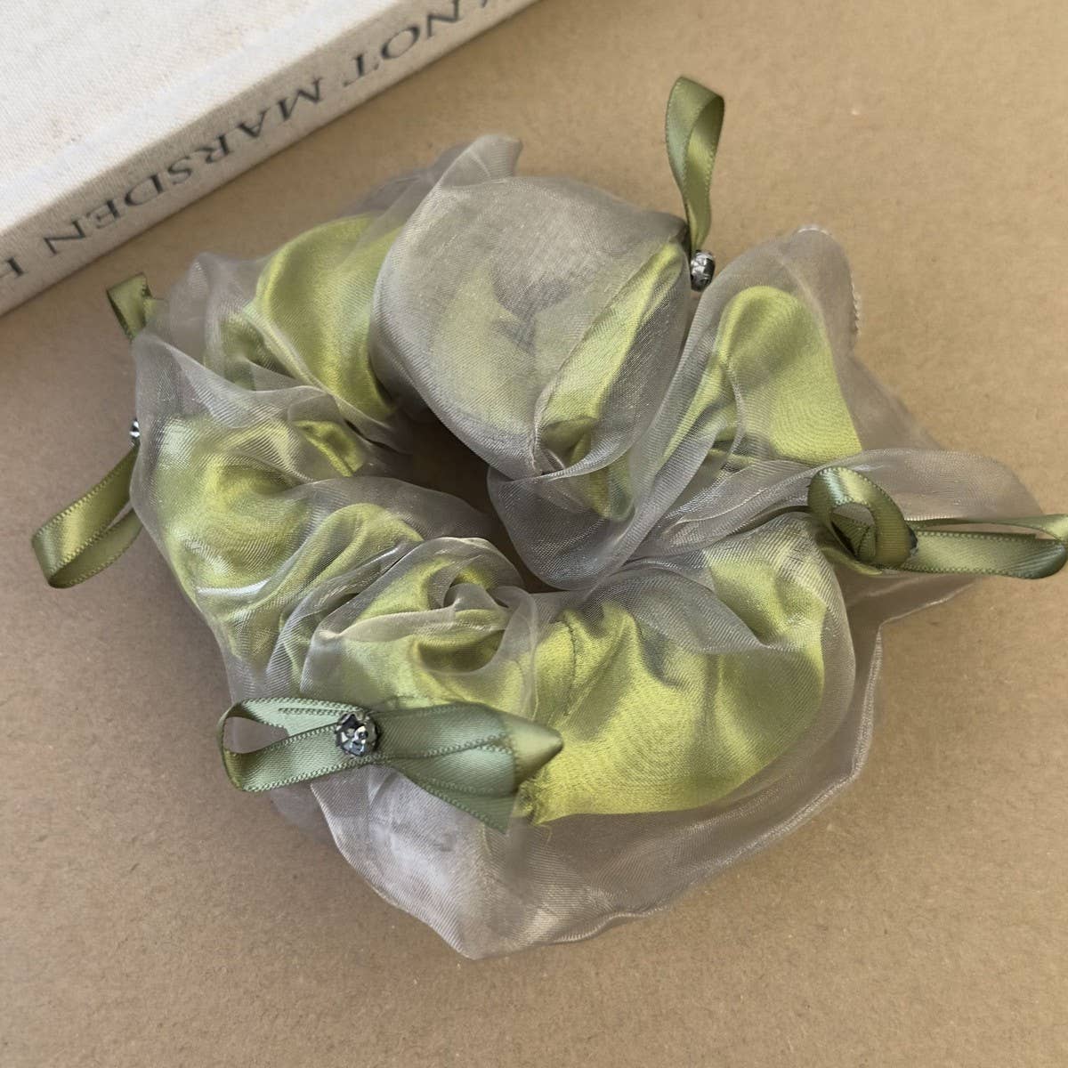 FLUFFY RHINESTONE BOW HAIR TIE_CWAHA0943