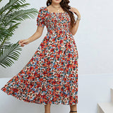 SLIM FIT FLORAL DRESS OFF SHOULDER SUMMER_CWDMD5968