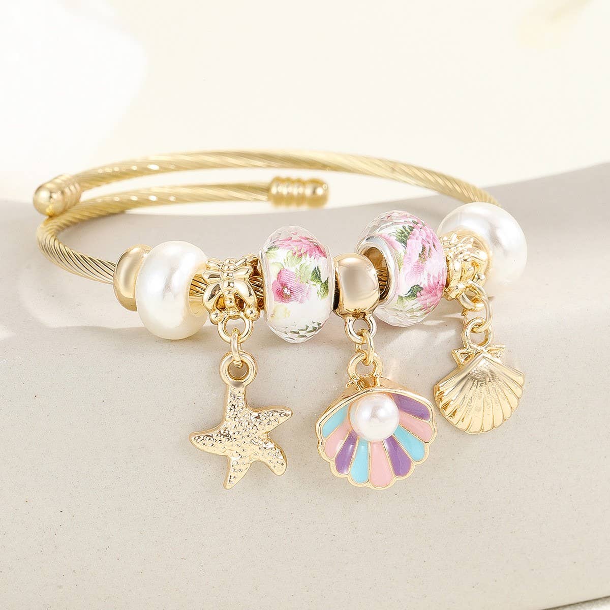 ALLOY STAINLESS STEEL BRACELET WITH SHELL BUTTERFLY_CWMM8594
