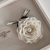 CREAMY WHITE LACE FLOWER PEARL BOW HAIRPIN_CWAHA4656
