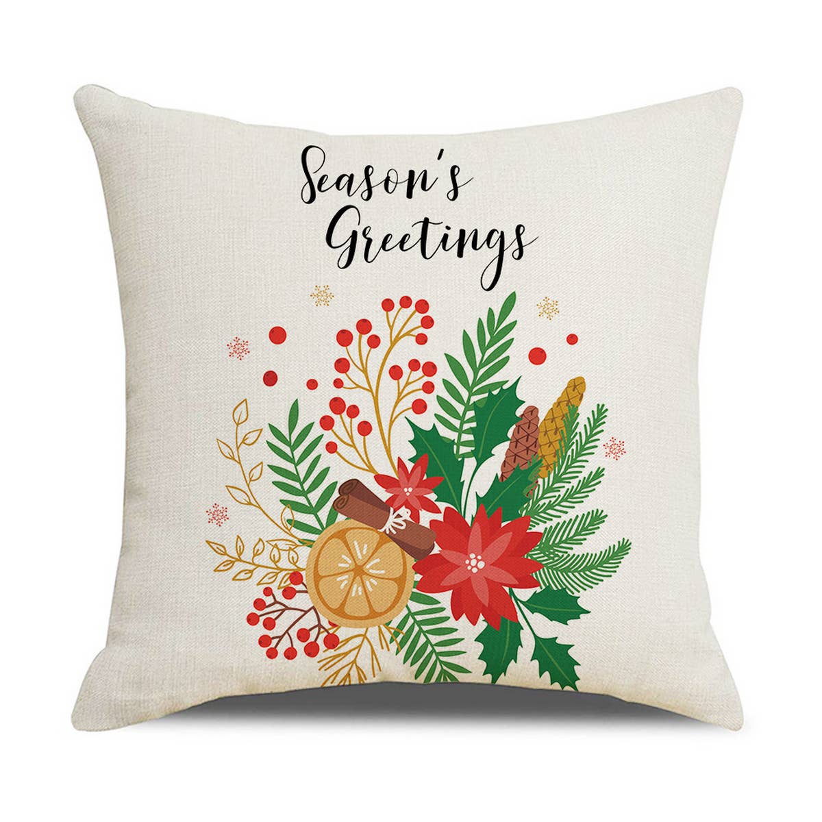 CHRISTMAS FESTIVE FLOWERS AND LEAVES PILLOWCASE_CWMM1393