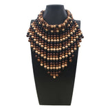 HANDMADE BEADED TASSEL WOOD BEAD NECKLACE_CWMM4966