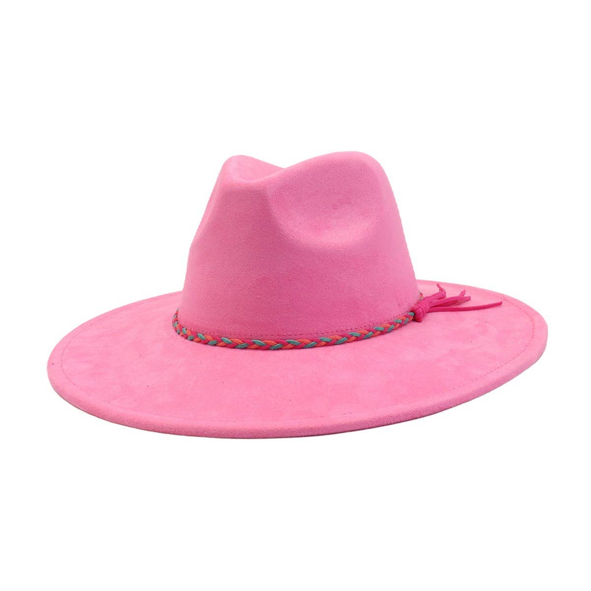 Unisex Suede Wide Brim Fedora Hat Couple Style_Cwah04448