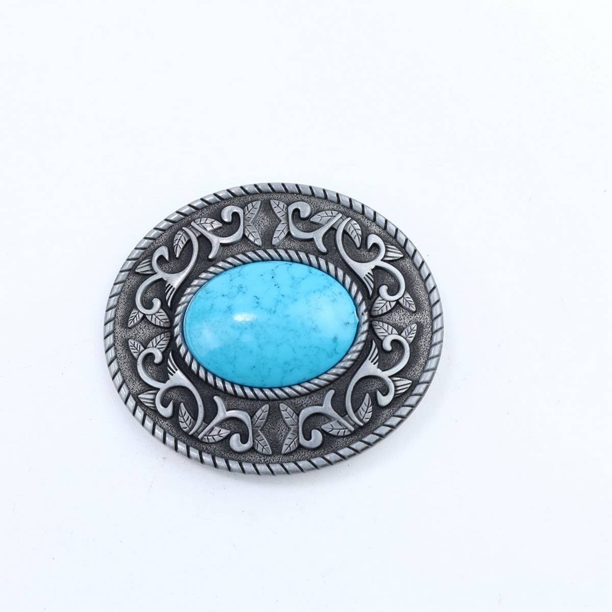 Western Belt Buckle With Turquoise Accents_Cwabe0428