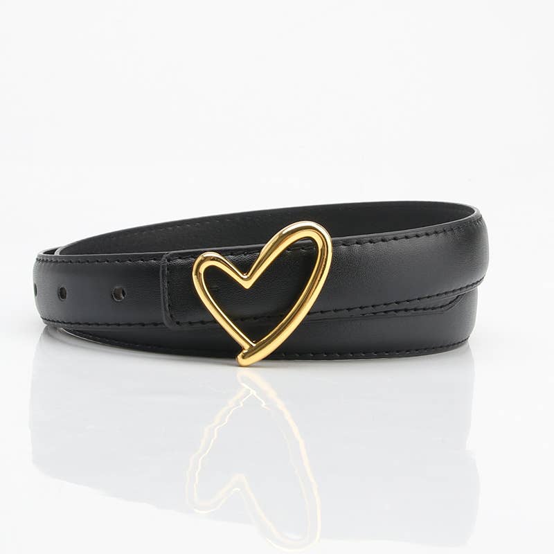 Versatile Heart-Shaped Buckle High-End Belt