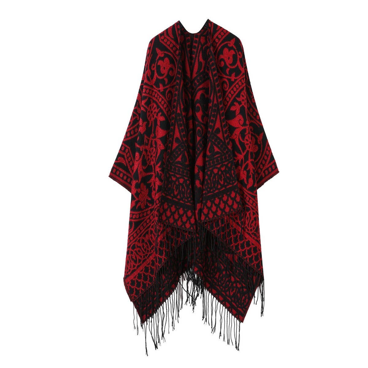 Warm Faux Cashmere Tassel Scarf Cape Shawl_Cwasc2168