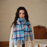 100% WOOL PLAID SCARF UNISEX WARM WINTER WRAP_CWASC2346