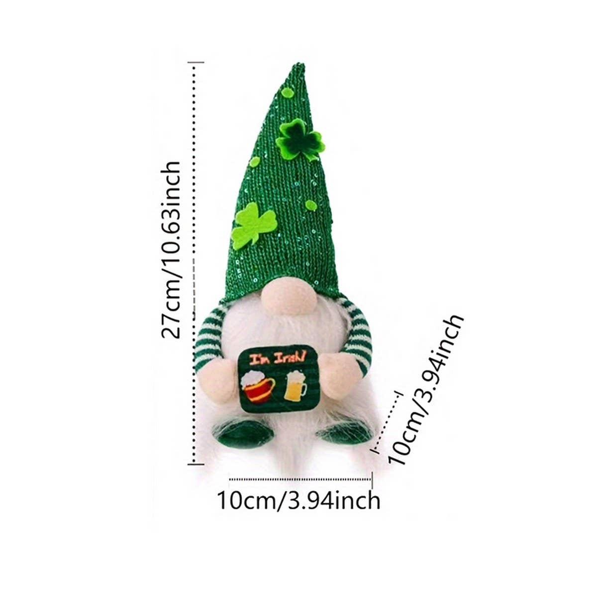 ST PATRICKS DAY FACELESS DOLL RUDOLPH ORNAMENT_CWMM3456