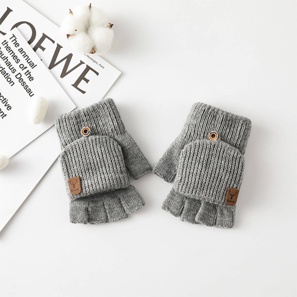 Winter Warm Half Finger Flip Touch Screen Gloves_Cwmm1495