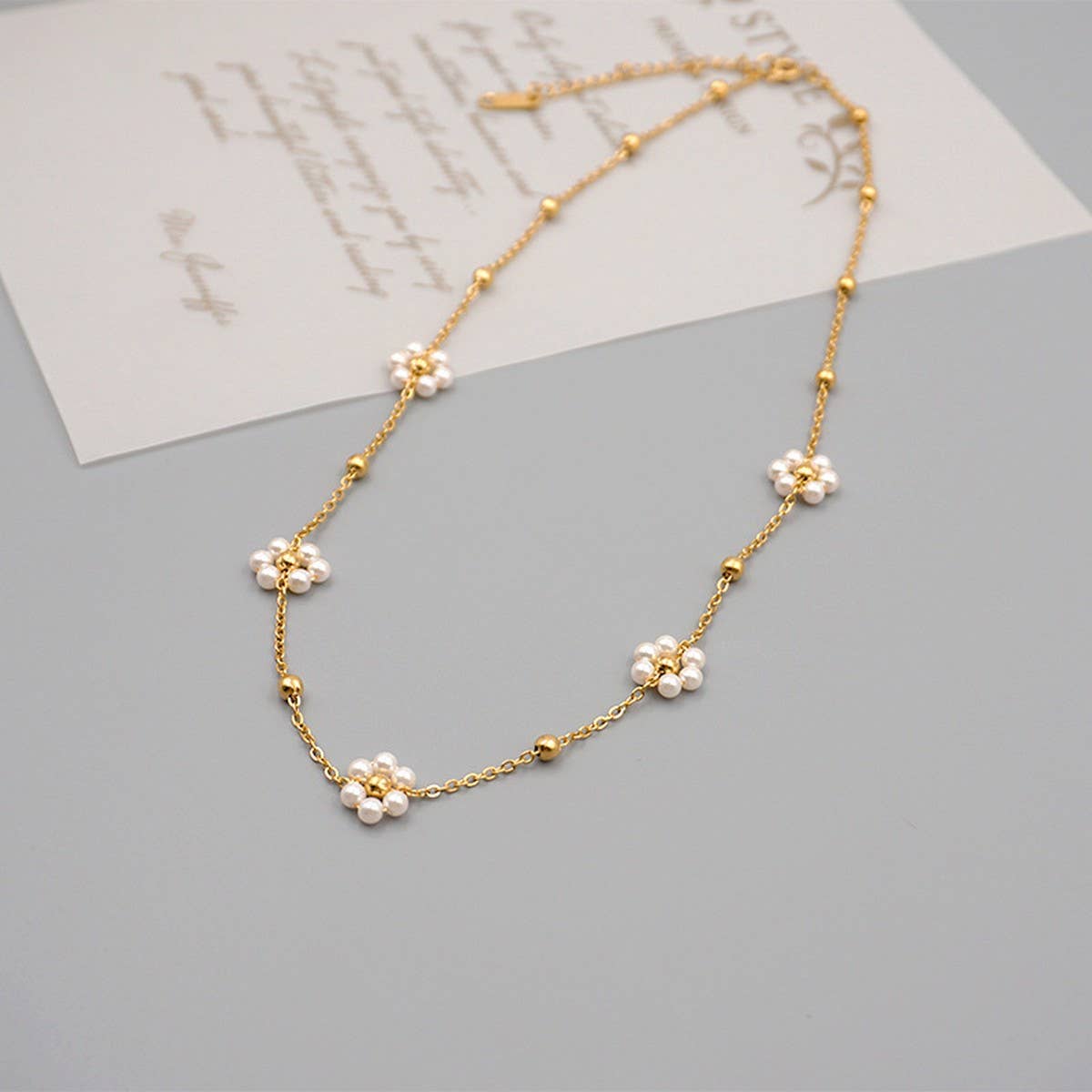 SMALL FLOWER PEARL BRACELET SET_CWAJE1668