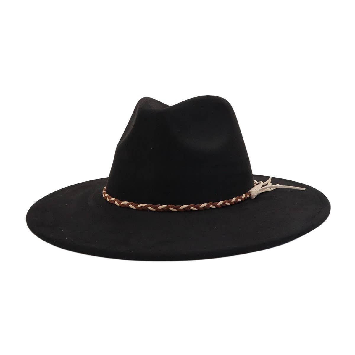 Unisex Suede Wide Brim Fedora Hat Couple Style_Cwah04448