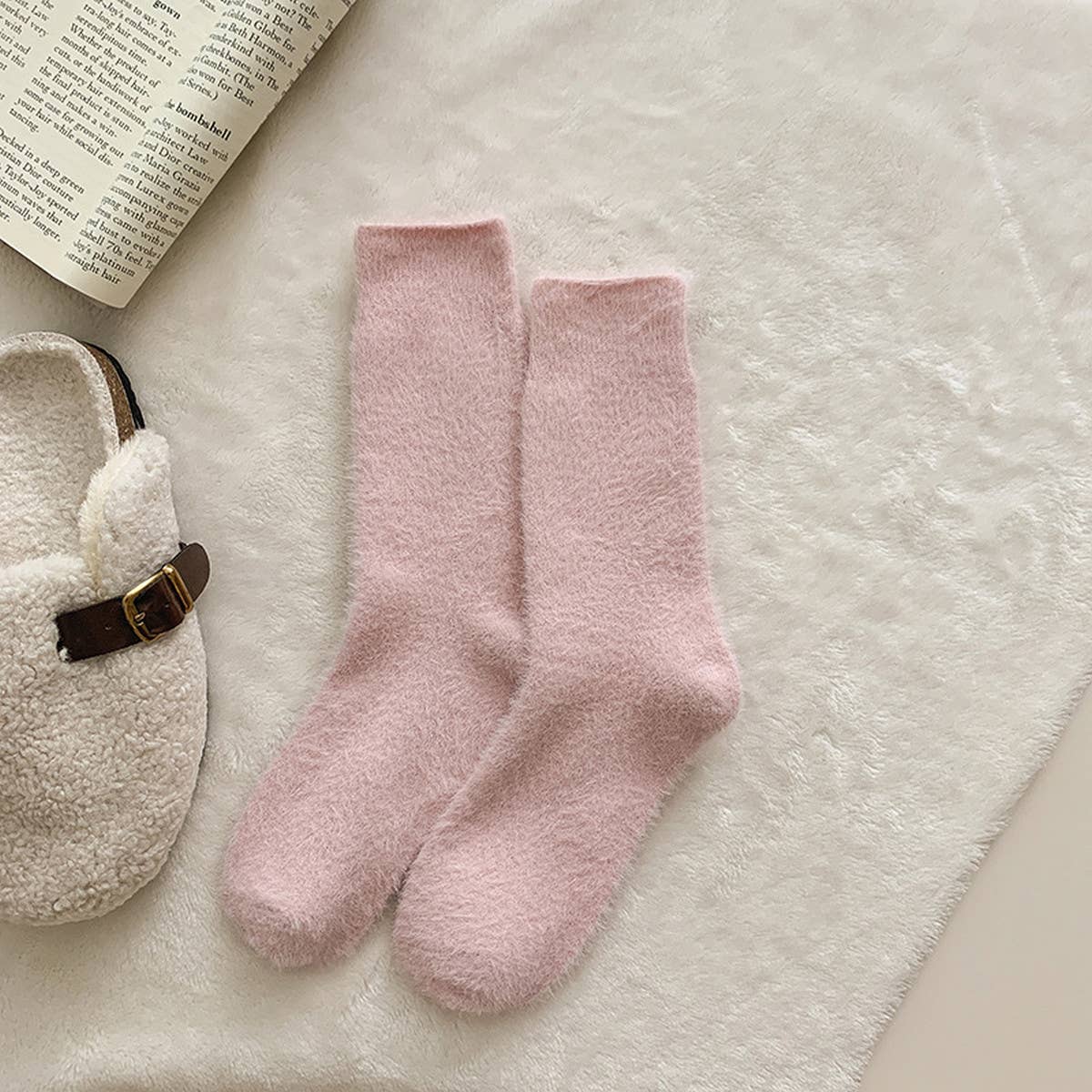 SOLID COLOR WARM THICK FLEECE SOCKS_CWMS0963