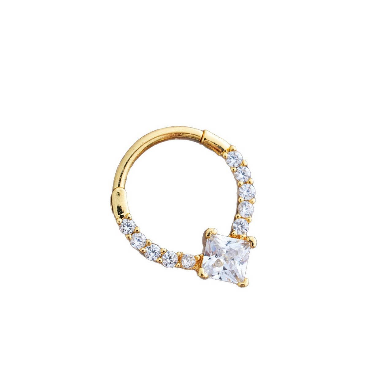SQUARE NOSE HOOP WITH TEARDROP ZIRCON CLICKER_CWMM9602