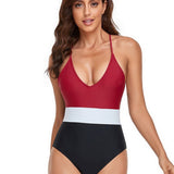 SEXY COLOR BLOCK QUICK DRYING ONE PIECE SWIMSUIT_CWMW0623