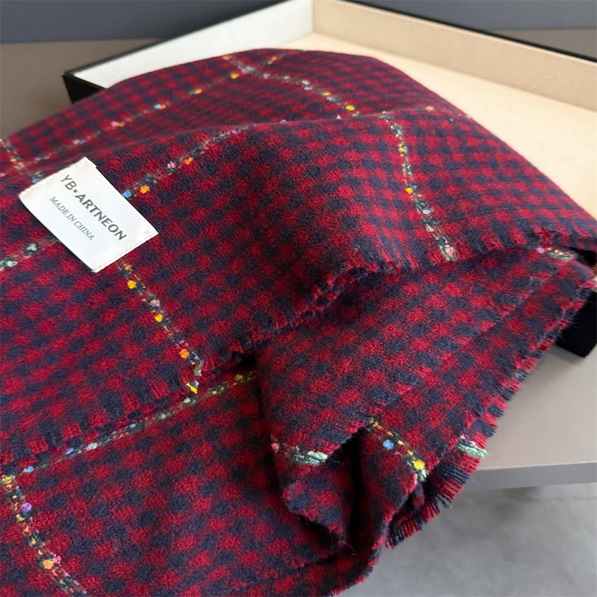 Houndstooth Pattern Winter Warm Cashmere Scarf_Cwasc03266
