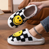 HOME CHECKERBOARD SMILEY FACE COTTON SLIPPERS_CWSHS0559