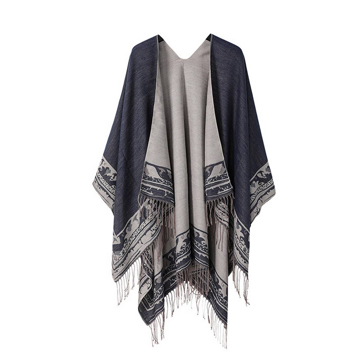 SOLID COLOR DOUBLE SIDED CAPE SHAWL OUTER CAPE_CWASC2134