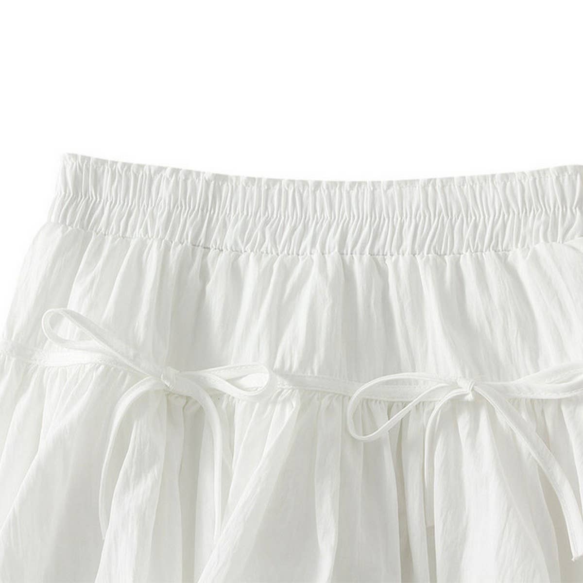 HIGH WAIST A LINE SHORT SKIRT WITH BOW BUDS_CWBMS0317