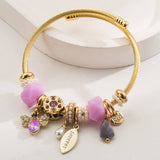 Trendy Stainless Steel Beaded Bee Charm Bracelet_Cwmm8606